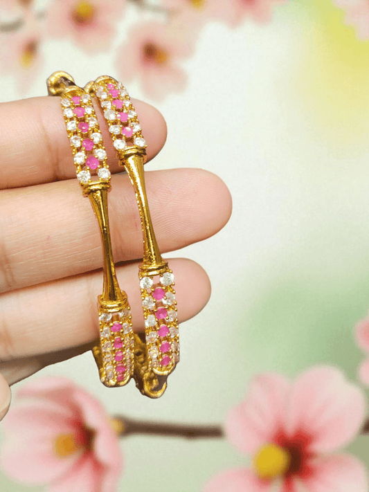 Cherry Luxe Premium Quality Traditional and Beautiful Bangles Set of Two with Stones