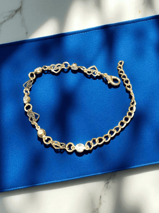 Aurora Heartline Budget Friendly Daily Wear 18k Gold Plated Stylish and Trendy Bracelet