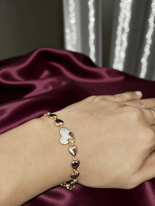 D’or Darling Premium Quality Trendy and Stylish 18k Gold Plated Heart Shape Designed Bracelet