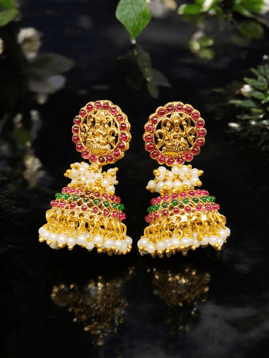 DeviSundari 22k Gold Plated Budget Friendly Premium Quality Traditional Jumuka Earring  with Pearl