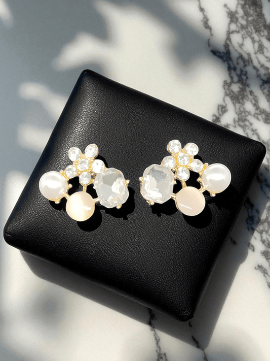 CrystalBud Stylish and Trendy Budget Friendly Pearl and Stoned Western Earring