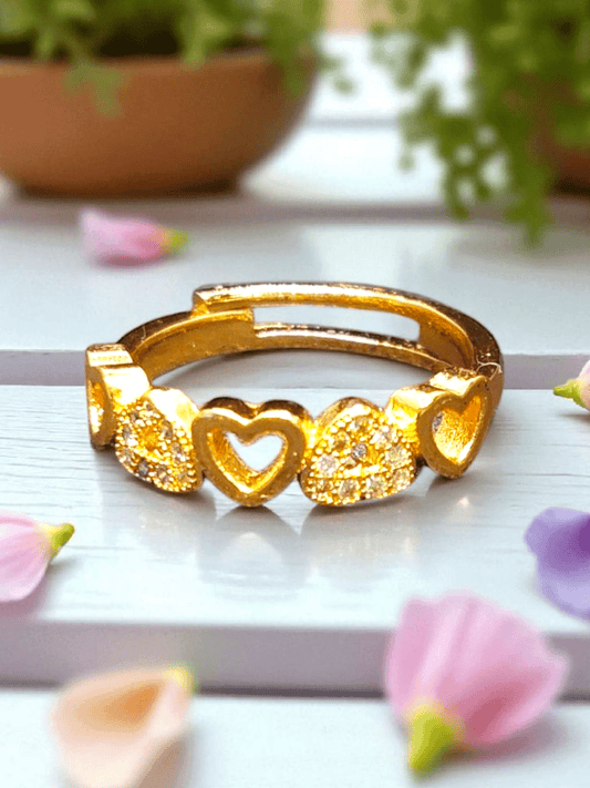 LuvLoop 24k Gold Plated Heart Shape Designed Beautiful Adjustable Ring