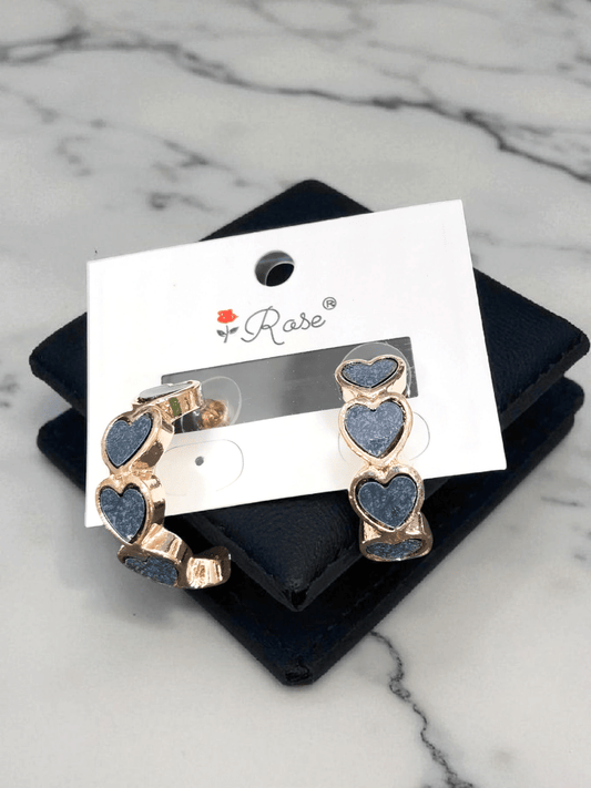 Midnight Hearts Budget Friendly Rose Gold Finish Simple and Stylish Mat Black Earring