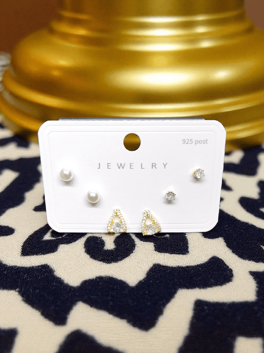 CrownLily Premium Quality Budget Friendly Elegant Earring Combo Set In AD Stone and Pearl