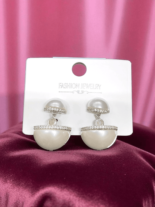 Glamora Drops Premium Quality Budget Friendly Stoned Trendy and Stylish Statement Earring in Pearl