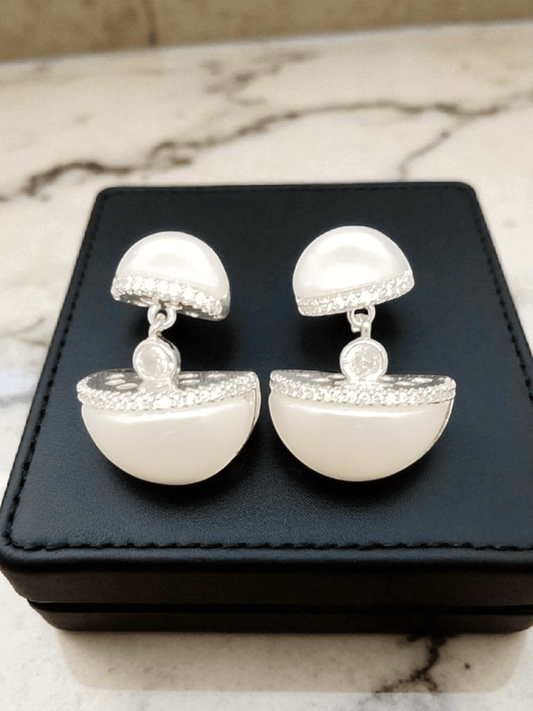 Glamora Drops Premium Quality Budget Friendly Stoned Trendy and Stylish Statement Earring in Pearl
