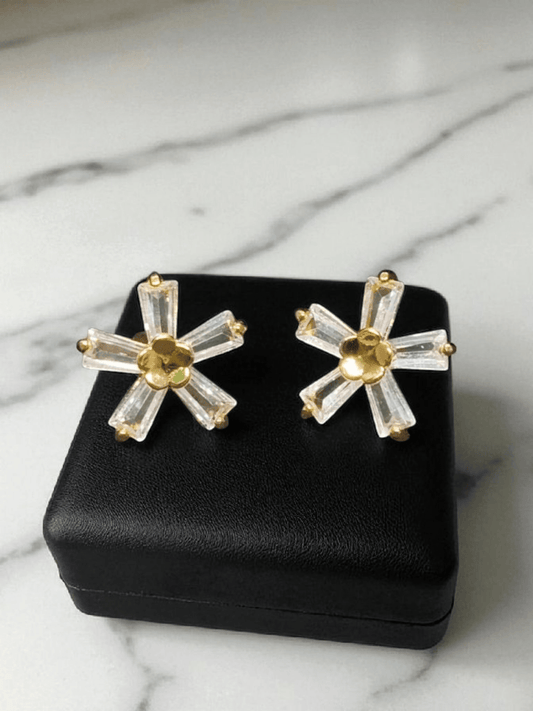 Starbeam Blossom Premium Quality Budget Friendly Cubic Zirconia Gold Plated Simple and Stylish Stoned Earring