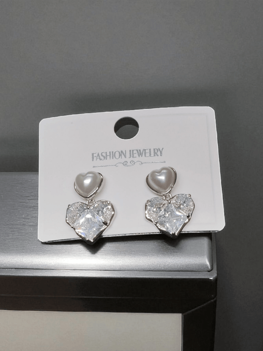Radiance Heart Premium Quality Budget Friendly Cubic Zirconia Silver Plated Simple and Stylish Stoned Earring