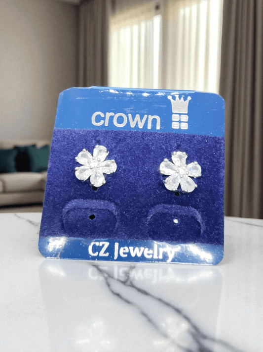 Snowlight Blossom Premium Quality Budget Friendly Cubic Zirconia Silver Plated Simple and Stylish Stoned Earring