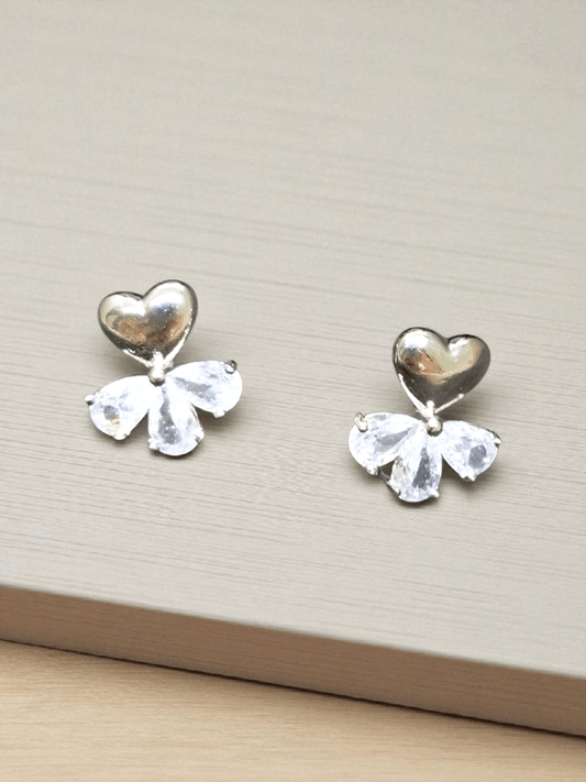 Radiant Heartwing Premium Quality Budget Friendly Cubic Zirconia Silver  Plated Simple and Stylish Stoned Earring