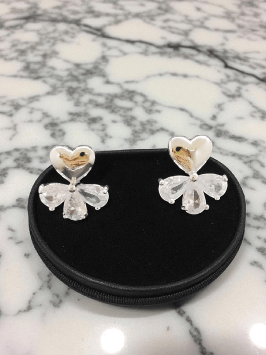 Radiant Heartwing Premium Quality Budget Friendly Cubic Zirconia Silver  Plated Simple and Stylish Stoned Earring