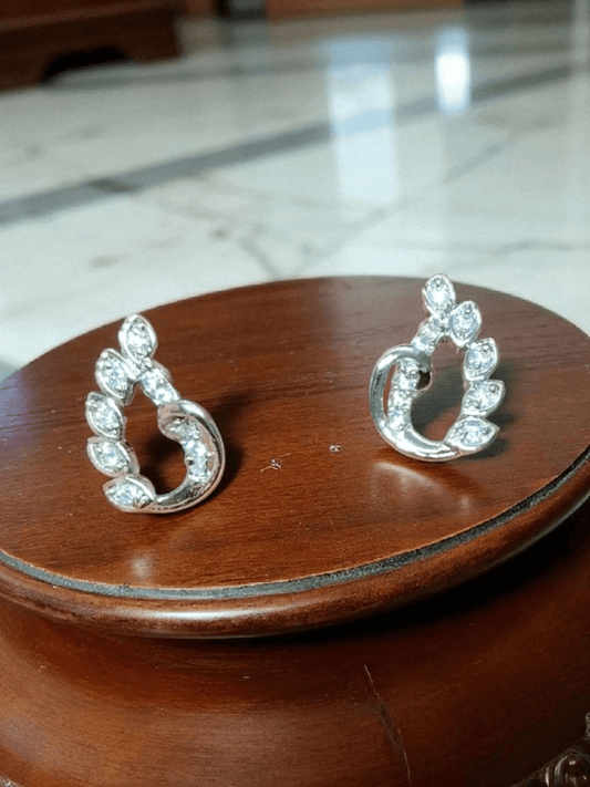 Silver Leaf Embrace Premium Quality Budget Friendly Cubic Zirconia Silver  Plated Simple and Stylish Stoned Earring
