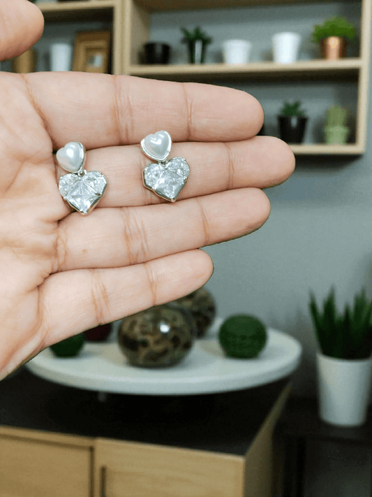 Radiance Heart Premium Quality Budget Friendly Cubic Zirconia Silver Plated Simple and Stylish Stoned Earring