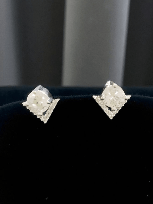 Prism Crown Premium Quality Budget Friendly Cubic Zirconia Silver  Plated Simple and Stylish Stoned Earring