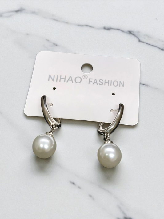 Pearl Stirrup Premium Quality Budget Friendly Silver Plated Trendy and Stylish Pearl Drop Earring