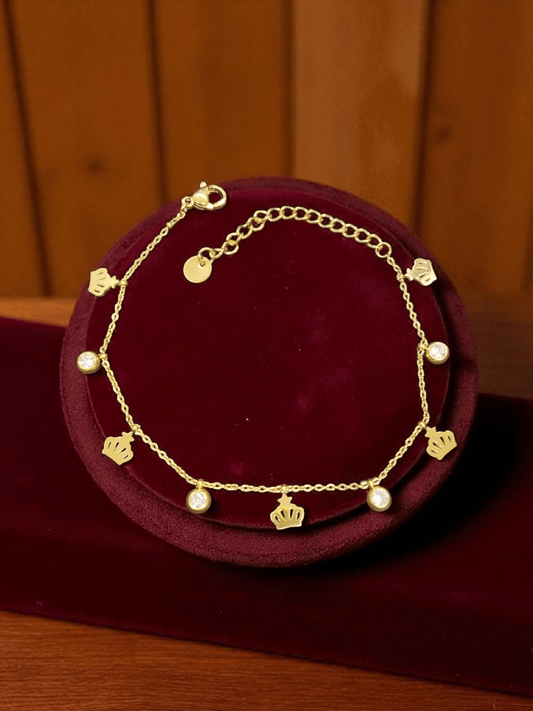 Crown Gleam Premium Quality Simple and Elegant 22K Gold Plated Trendy Bracelet