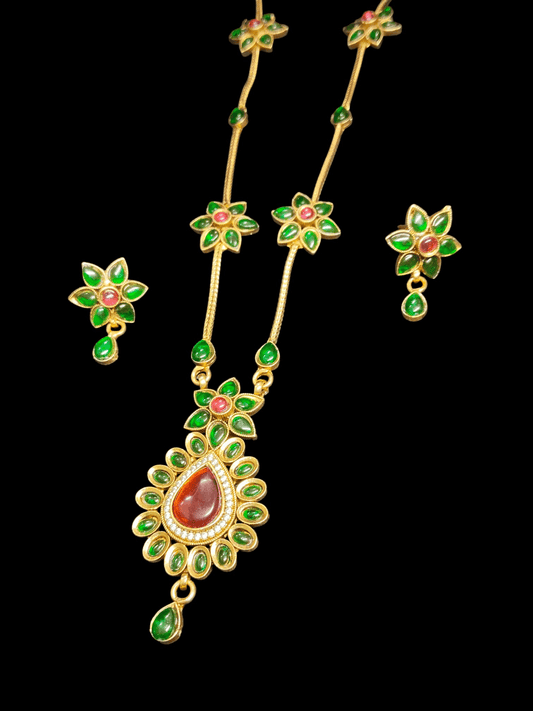 Floriana Glow Premium Quality Traditional Floral Designed Stoned Long Chain/Haram