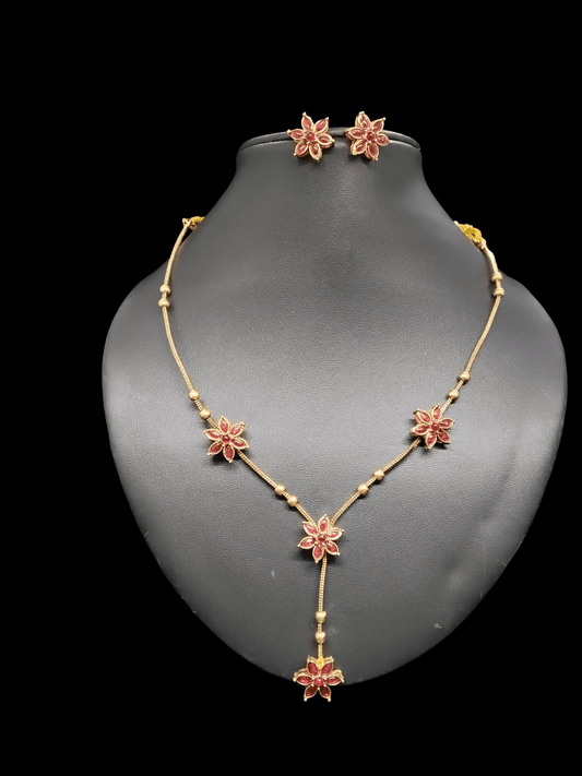Rosé Blossom Premium Quality Beautiful and Elegant Traditional Floral Designed Mid Length Trending Y Chain