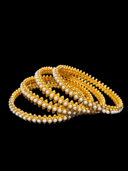 SwarnaMoti Premium Quality Traditional Pearl Bangles Pair of 4 available in 2 sizes