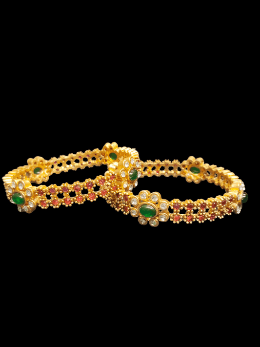 Rajvastra Premium Quality Traditional Multi Color Stoned Floral Design 2*6 Size Bangle