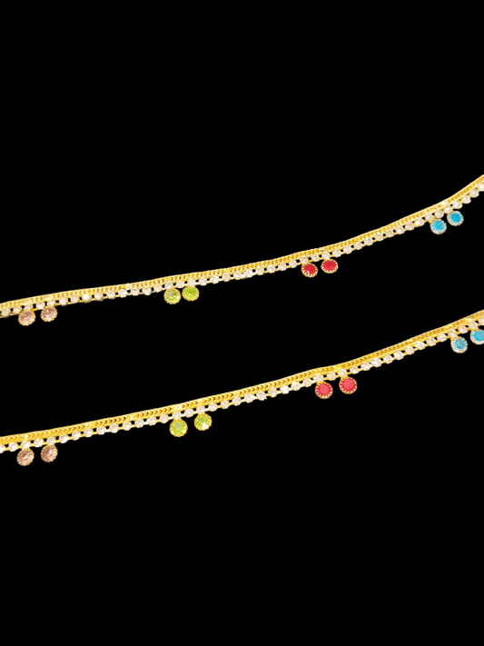 ChandraPayal Budget Friendly Stylish and Elegant Multi Color Stoned Anklet Free Size