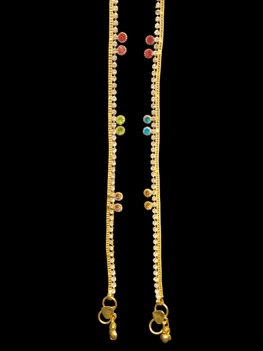 ChandraPayal Budget Friendly Stylish and Elegant Multi Color Stoned Anklet Free Size