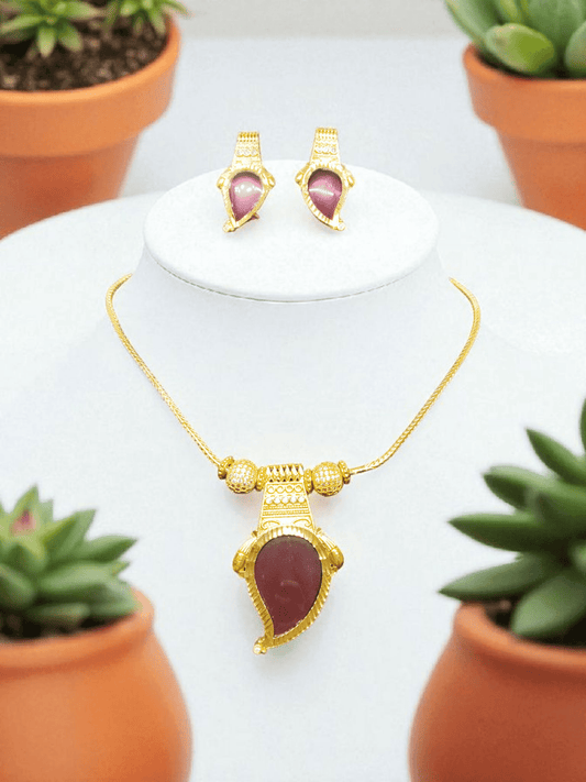 RubyLeaf Premium Quality Simple and Elegant Mango Designed Traditional Necklace Set