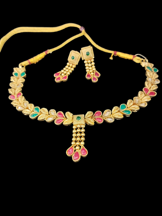 Padma Pallavi Premium Quality Mat finish Stoned Necklace Set