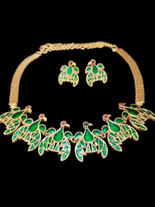 Peacock Pride Premium Quality Mat finish Traditional Choker  Set