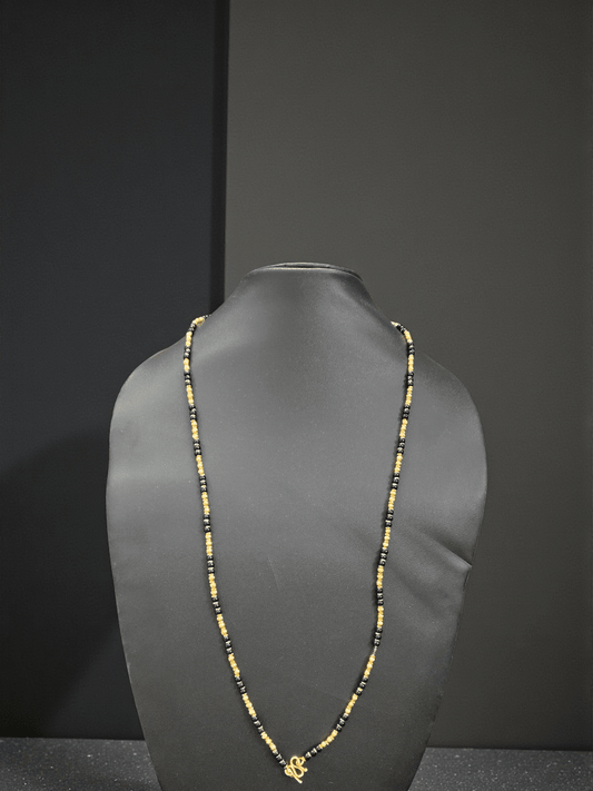 Aura Black Budget Friendly Black Beaded Long Karimani Onyx Necklace