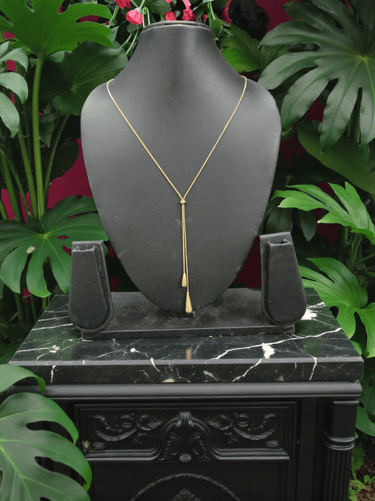 Gold Dual Teardrop 22k Gold Plated Trending and Stylish Adjustable Knot Western Chain