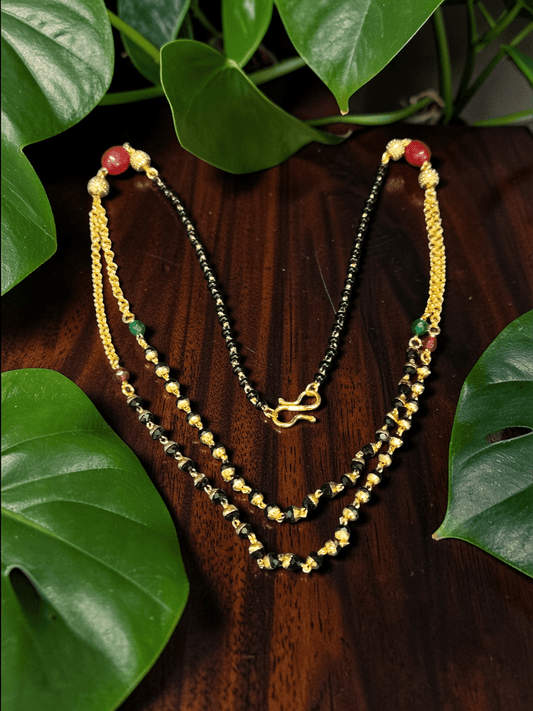 Indrani Double Layered Budget Friendly Stylish and Beautiful Multi Color Mid length Chain