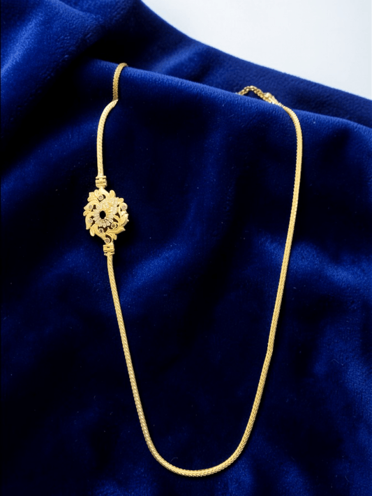 Moonplus 22k Gold Plated Premium Quality Traditional and Beautiful Flower Designed Mid Length Chain
