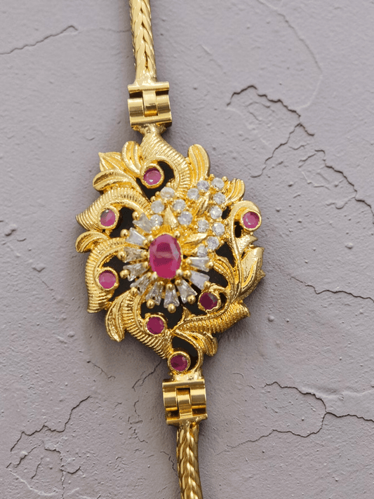 Moonplus 22k Gold Plated Premium Quality Traditional and Beautiful Flower Designed Mid Length Chain