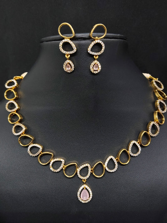Tear of Elegance Beautiful AD Stoned Necklace Set