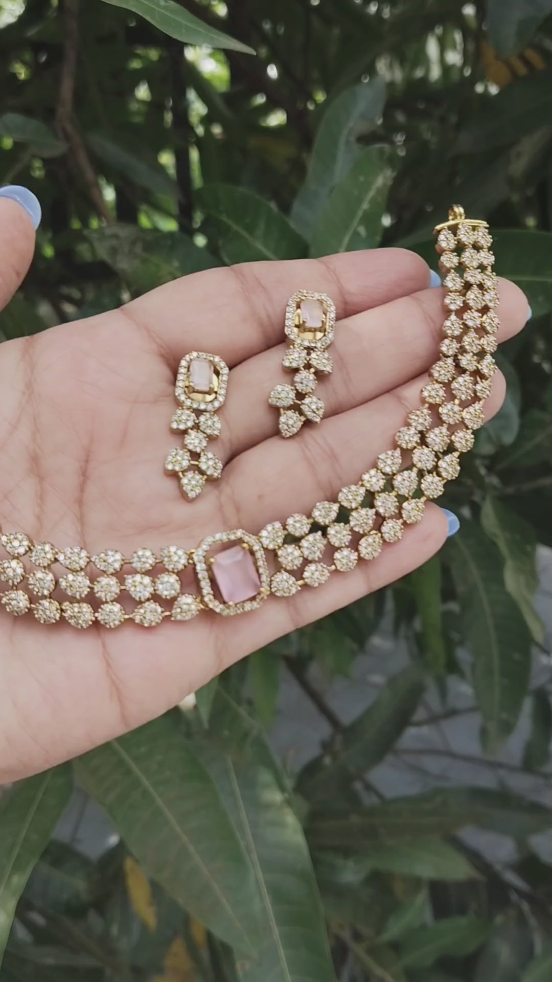 Manimanjari Premium Quality Interchangeable AD Stoned Necklace Set with 5 colors of Stones