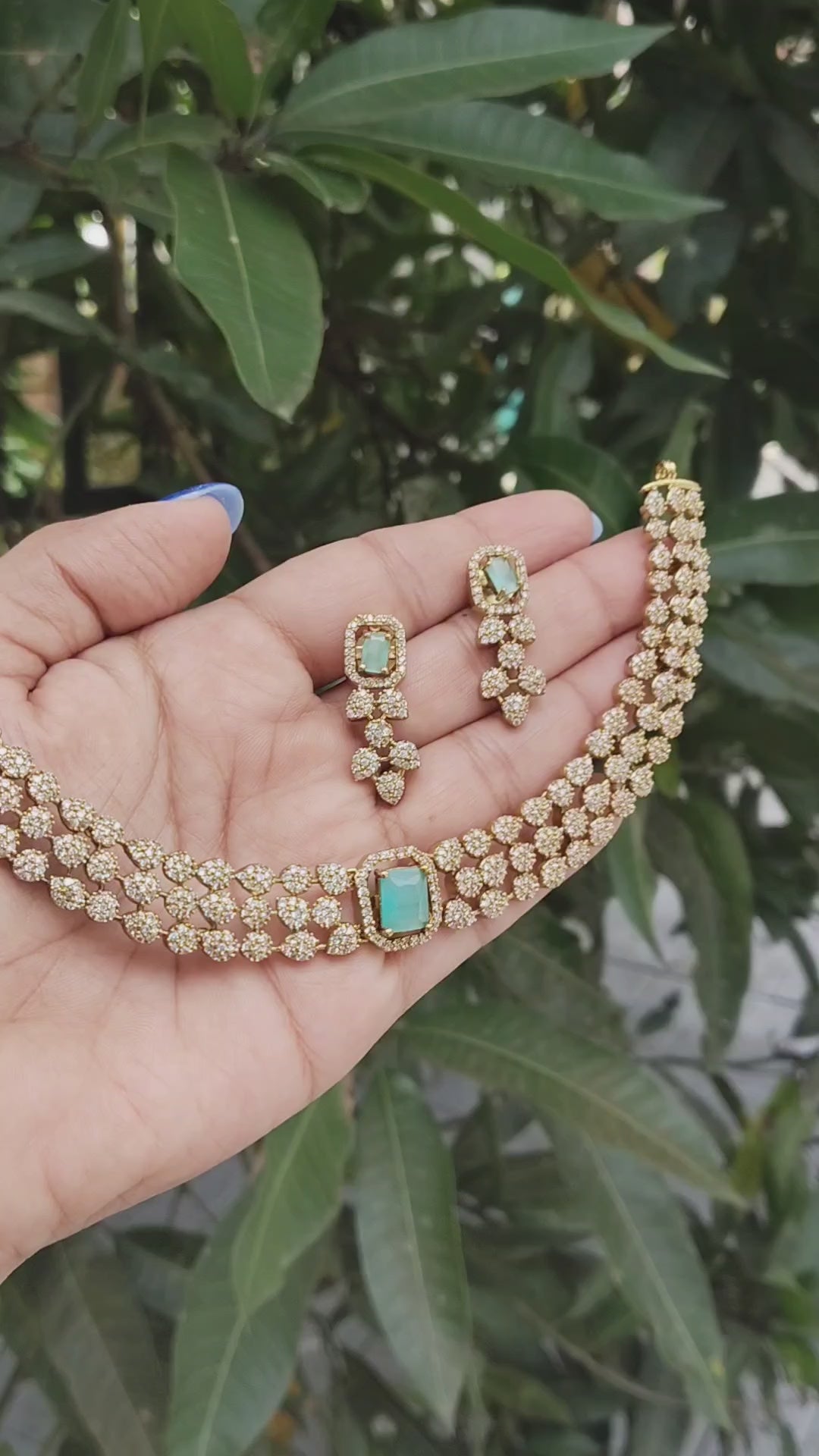 Manimanjari Premium Quality Interchangeable AD Stoned Necklace Set with 5 colors of Stones