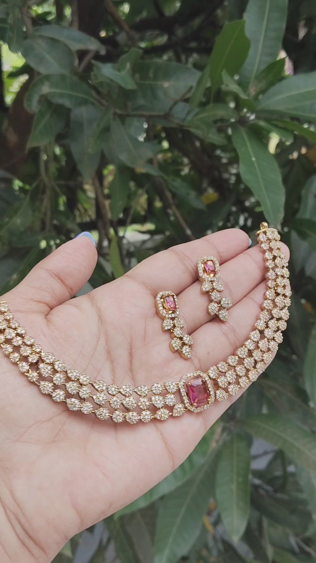 Manimanjari Premium Quality Interchangeable AD Stoned Necklace Set with 5 colors of Stones
